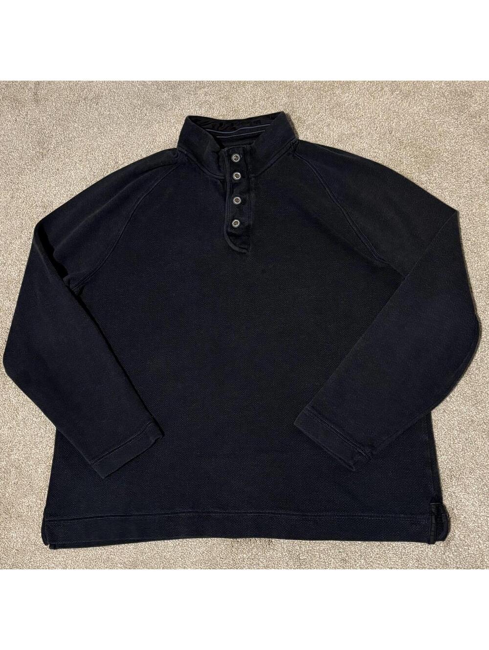 Tommy Bahama Men's XL 100% Cotton Pullover Henley Sweater Charcoal Gray, FITS L